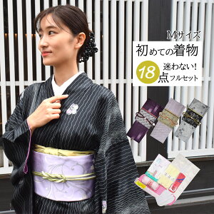 【30%OFF!!!】22400円⇒15680 円着物 セット【着物初めてさん応援♪18点フルセット】洗える着物 福袋 小紋 Mサイズ きもの 袷 名古屋帯 帯揚げ 帯締め 草履着付け小物 練習用 お茶 食事 着付け教室 レトロ モダン シック ギフト 番号huku-2m