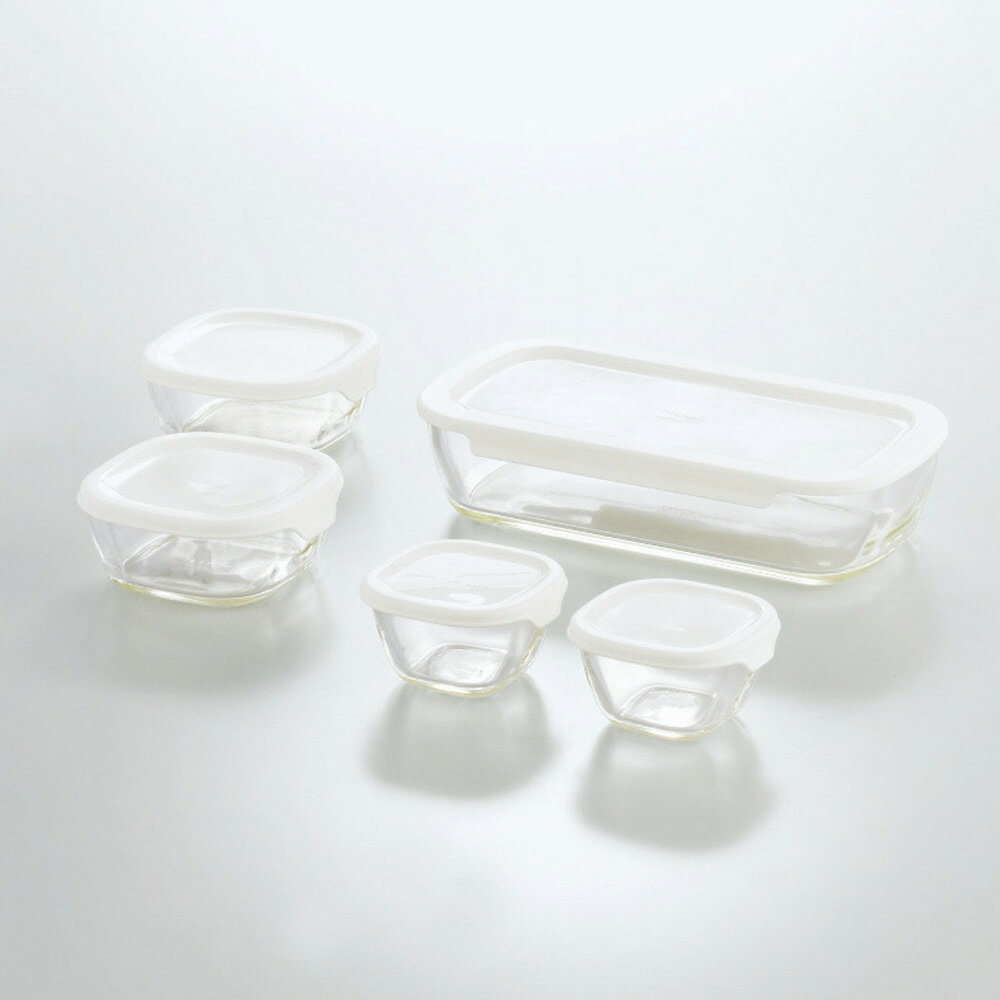 ハリオ 耐熱ガラス製保存容器・ミニ角小鉢5点セット KSTL-3508-OW 4140-038 保存容器 キャニスター【送料無料】