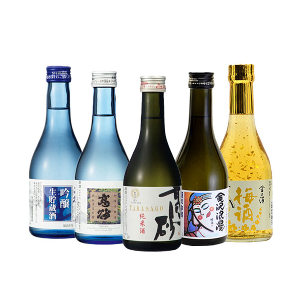 金粉入りの日本酒ギフト 【全品P5倍】高砂 飲み比べ Cセット (300ml 5本) 【送料無料】 / 本醸造 純米吟醸 吟醸酒 純米酒 日本酒 梅酒金箔入り お取り寄せ 通販 お土産 お祝い プレゼント ギフト 父の日 おすすめ /