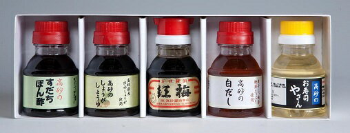 【送料無料】出雲 「調味料セット」 100ml×5本セット（紅梅・すだちぽん酢・しょうがしょうゆ・白 ...