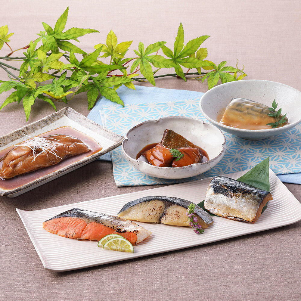 東京 なだ万 料亭の焼魚・煮魚詰め合せ 鰆西京焼 銀鮭西京焼 鯖西京焼 鰤の照り煮 鯖の味噌煮 各60g 各1 鰈の煮付け70g 1【送料無料】 / お取り寄せ 通販 お土産 お祝い プレゼント ギフト 父…