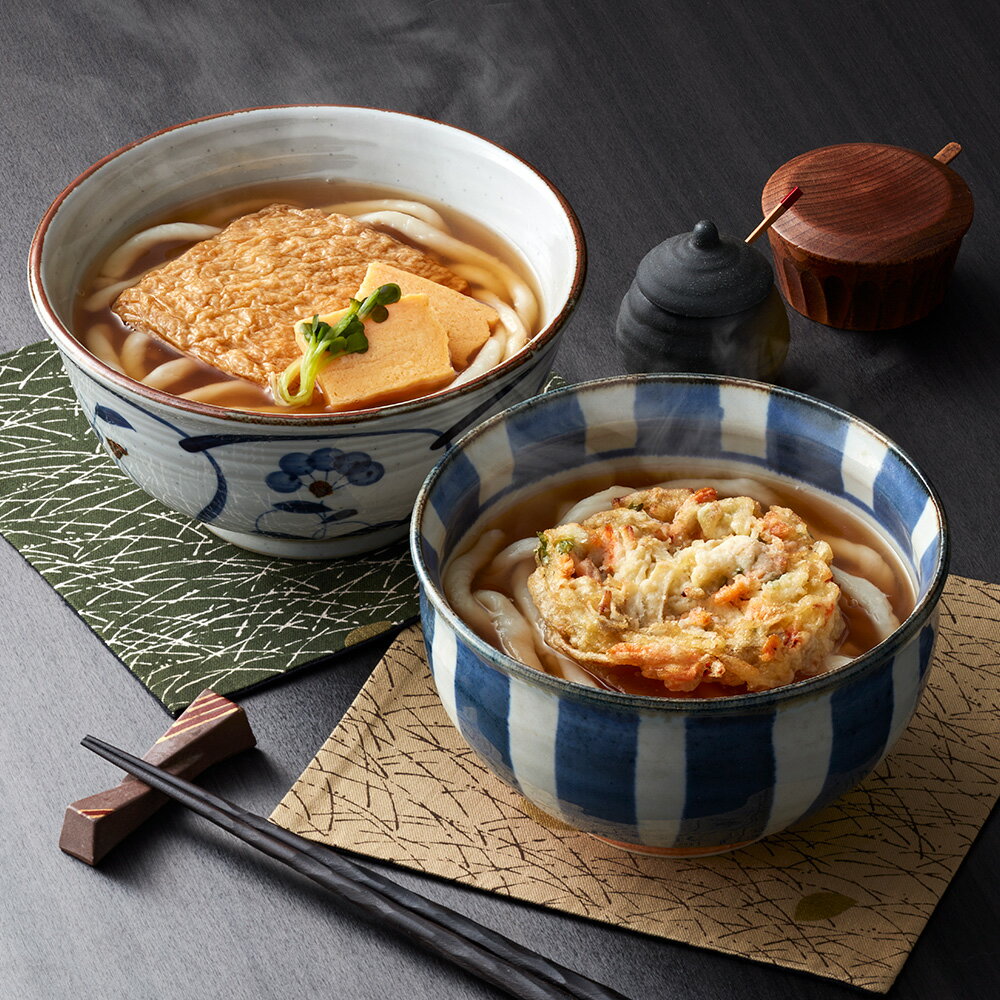 香川・小豆島 「うす家」 きつね＆かき揚げ手延うどん2種セット【送料無料】 / 麺類 温めるだけ 簡単 お取り寄せ 通販 お土産 お祝い プレゼント ギフト おすすめ /