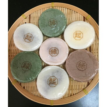 【送料無料】もっちもちの新食感 縁起焼 ラッキーセブンセットA 7個入 (赤あん2個・よもぎ2個、白あん1個、カスタード1個、濃厚チョコ1個) /お取り寄せ/通販/お土産/お祝い/お歳暮/御歳暮/