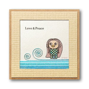 アマビエ　水引アートパネル「Love & Peace」