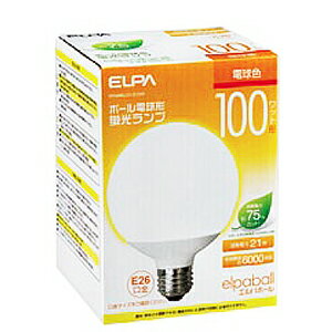 ELPA　エルパボール　電球形蛍光ランプ（蛍光灯ランプ）　G形　ボール電球形　100W形　3波長形電球色　E26口金　EFG25EL/21-G102H その1