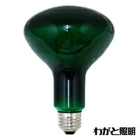 アサヒ　レフランプ　耐熱透明カラー（内面フロストタイプ）　100W　E26口金　グリーン（緑色）　R100 E26 110V-100W(GT)