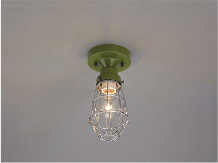 後藤照明　レトロ照明　シーリングライト　ビス止めガード65・CL型GR　緑塗装　口金E26　60Wクリヤー球付　GLF-3455GR ※受注生産品