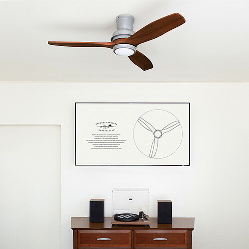 HERMOSA ハモサ シーリングファン BAR WOOD CEILING FAN(バルウッドシーリングファン) 引掛けシーリング LED(16W/1200lm 2700K) ライト(3〜4畳) FAN(12〜14畳) 電球色 リモコン付き walnut(ウォールナット) CF-006DCWAL [3]
