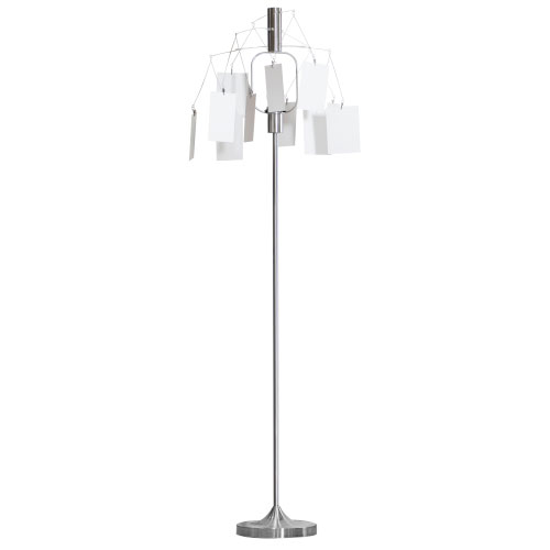 HERMOSA　ハモサ　フロアランプ　MEMORIA FLOOR LAMP（メモリアフロアランプ）　LED電球付き（E26/60W LED×1）　電球色　〜4.5畳　コンセントタイプ（フットスイッチ付き）　silver（シルバー）　ME-002SV