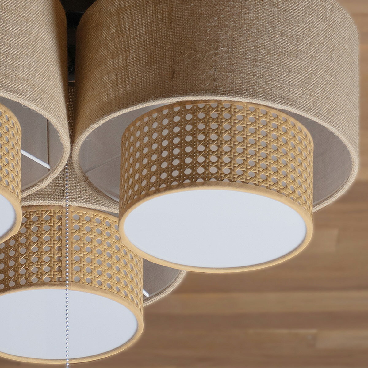 HERMOSA ハモサ シーリングライト RIEDEN TROIS(リーデントロワ) 引掛けシーリング 白熱電球付き(E26/60W×3) 電球色 〜6畳 LED対応可 プルスイッチ付き walnut(ウォールナット) RN-004WAL [3]
