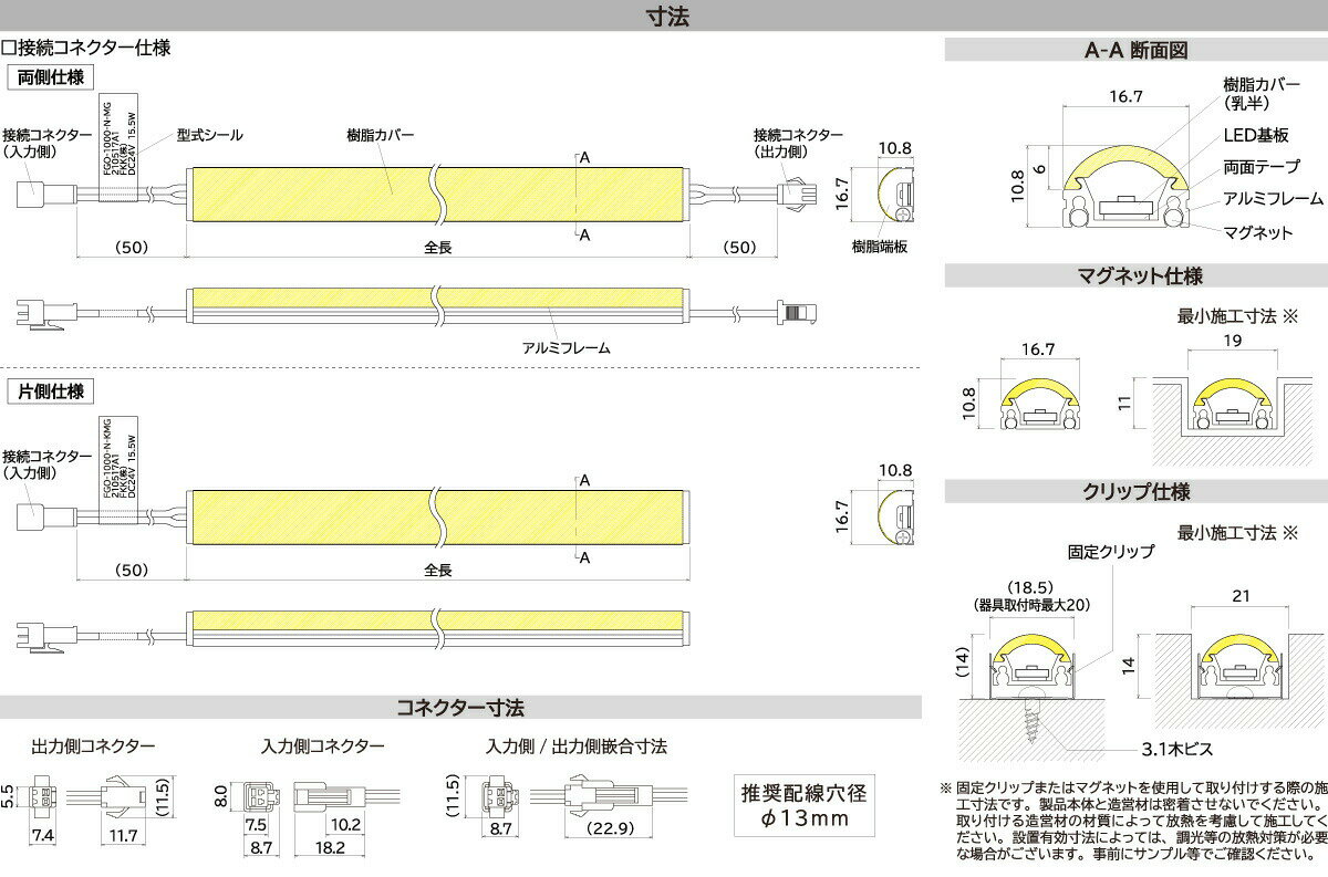 FKK　LEDライン照明　高演色タイプ　FGO　DC24V　ドーム型　1192．5mm　専用調光器...