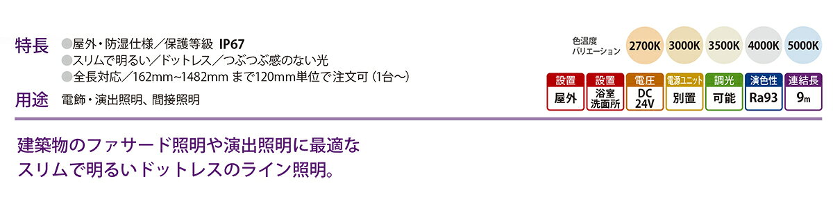 森山産業　LED照明　ミドルパワーラインIP67　屋外　防湿　24V　直流電源装置別売...