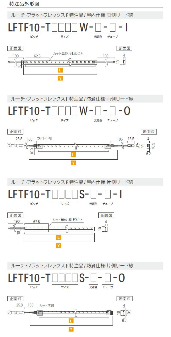 ルーチ　LEDテープライト　ルーチ・フラットフレックスF　特注品　10mmピッチ　DC24V　687．5mm　（電源トランス・コード別売）　LFTF10-T-0688　※受注生産品 2
