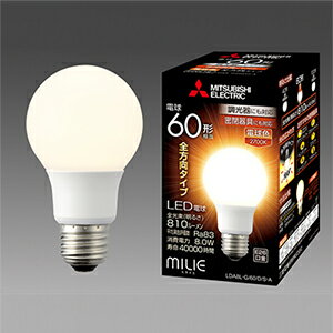 三菱　LED電球　MILIE（ミライエ）　密閉器具対応　調光器対応形　一般電球形　全方向タイプ（220度）　E26口金　電球色　白熱電球60W形相当　810lm　LDA8L-G/60/D/S-Aのサムネイル