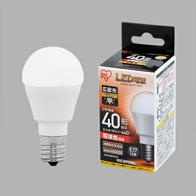 アイリスオーヤマ　エコハイルクス　LED電球　ミニクリプトン形(小形電球形)　小形電球40形相当(40W形相当)　全光束440lm　電球色相当　E17口金　広配光タイプ（約180°）　LDA4LGE174T5のサムネイル