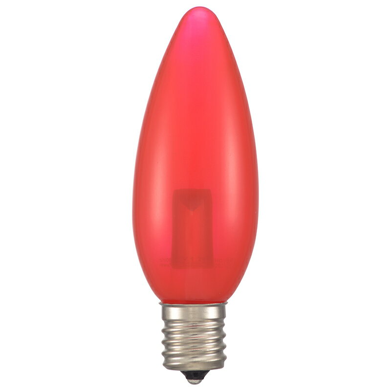 オーム電機　LED電球　LEDカラー電球　シャンデリア形　装飾用　1.2W　8lm　クリア赤色　C32　E17　LDC1R-G-E17 13C (06-4655)