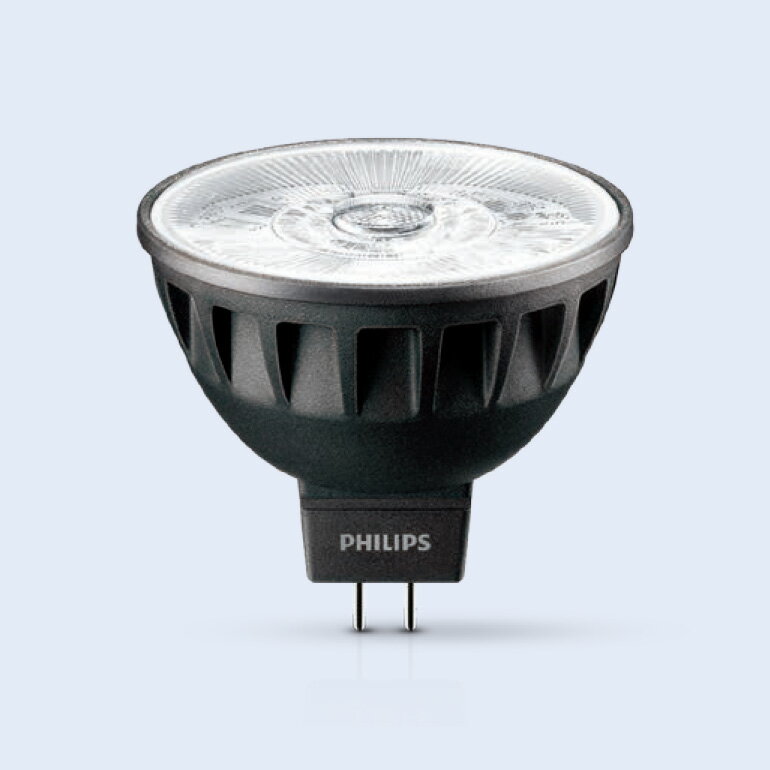 メーカー： PHILIPS / フィリップスエレクトロニクス　　 シリーズ名： MASTER LEDspot ExpertColor MR16 / マスターLEDスポット エキスパートカラー MR16　　　　　 定格ランプ電力：6.7W （ 6.7ワット ） 口金：GU5.3 色温度：3,000K MASTERLED 7-50W 930 MR16 15D Dim MASTER LED ExpertColor 7.2-50W 930 10Dの後継品です。 ※トランスの種類によっては、うまく点灯しない可能性がございますので、 　 ご注意ください。 ※リモコンのついた電球器具や回路、 　 誘導灯・非常用照明器具、HIDランプ器具では絶対に使用しないでください。 ※断熱材施工器具[SB、SGI、SG形表示器具]へは使用できません ※密閉または密閉式には使用しないでください ※自動点滅装置や遅れ防止スイッチなどには使用できない場合があります ※ランプ周囲温度が45℃を超える場合では使用しないでください ※赤外線リモコンを採用した機器の近くで点灯しますと、リモコンが誤作動することがあります ※光の広がり方は電球とは異なります。 関連キーワード LED 電球 スポット スポットライト 12V 7W ローボルト LED電球 ダイクロハロゲン ハロゲン■特徴 マスターLEDスポット エキスパートカラーは、スマートに省エネ、低コスト、環境負荷低減を実現しながら、Ra97の美しい演出効果で高品質な照明を作り出します。 ■用途 ホテルやレストラン、カフェ＆バーでのアクセント照明に商業施設、公共施設のロビースペースや回廊部、レセプションエリアや化粧室でのアクセント照明に ■注意事項 密閉形器具または密閉に近い器具では温度上昇が大きくなり、寿命が短くなるので使用しないでください。 人感スイッチなど自動点滅装置や遅れ停止スイッチなどには使用できない場合があります。 放熱のためランプ周囲に1cm程度の通気スペースを確保してください。 市販の12V電子トランスでお使いいただけますが、種類や使用環境によってはちらつき・不点灯が発生する場合があります。 調光については、使用する調光器や環境、条件によって適合性が異なります。事前の点灯テストをおすすめします。 12Vダイクロハロゲンからの交換の場合は、2700Kがおススメです。 ※6.7Wタイプランプは電子トランス容量50W以上のものをご使用ください。 ワット区分：6.7W 色温度：3,000K 角度：狭角（10°） 口金：GU5.3 全長：46.0mm 外径：51mm 全光束：480lm 定格寿命：40,000h ※トランスの種類によっては、うまく点灯しない可能性がございますので、 　 ご注意ください。 ※リモコンのついた電球器具や回路、 　 誘導灯・非常用照明器具、HIDランプ器具では絶対に使用しないでください。 ※断熱材施工器具[SB、SGI、SG形表示器具]へは使用できません。 ※密閉または密閉式に近い器具で寿命が短くなるのでは使用しないでください。 ※人感スイッチなど自動点滅装置や遅れ防止スイッチなどには 　 使用できない場合があります ※ランプ周囲温度が45℃を超える場合では使用しないでください。 ※赤外線リモコンを採用した機器（テレビやエアコンなど）の近くで点灯しますと、 　 リモコンが誤作動することがあります。 ※光の広がり方は電球とは異なります。 ※口金のサイズはGU5.3です。 GU5.3 ≪フィリップス　12Vハロゲン電球形LED電球　マスターLEDスポット エキスパートカラー GU5.3口金≫ ワット区分 品番 色温度 最大光度 ビーム角 6.7W MASTER LED ExpertColor 6.7-50W 927 10D 2,700K 4,500cd 10° MASTER LED ExpertColor 6.7-50W 930 10D 3,000K 5,000cd MASTER LED ExpertColor 6.7-50W 940 10D 4,000K 5,000cd MASTER LED ExpertColor 6.7-50W 927 24D 2,700K 2,200cd 24° MASTER LED ExpertColor 6.7-50W 930 24D 3,000K 2,400cd MASTER LED ExpertColor 6.7-50W 940 24D 4,000K 2,400cd MASTER LED ExpertColor 6.7-50W 927 36D 2,700K 1,350cd 36° MASTER LED ExpertColor 6.7-50W 930 36D 3,000K 1,450cd MASTER LED ExpertColor 6.7-50W 940 36D 4,000K 1,450cd