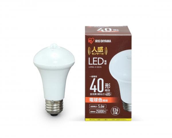 アイリスオーヤマ　エコハイルクス　LED電球　レフランプ形　一般電球40形相当(40W形相当)　全光束485lm　5．6W　人感センサー付　電球色相当　E26口金　LDR6LHSE25