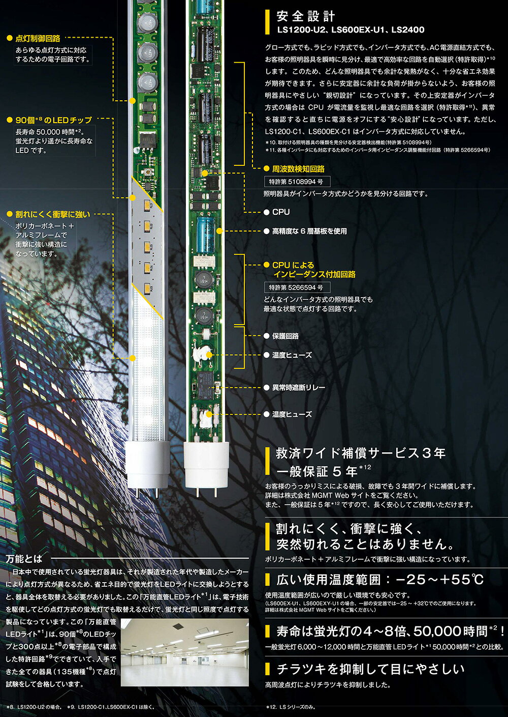エムジー　直管LED　LED蛍光灯　EZSWITCH/イージースイッチ　LS1200U2シリーズ　40...