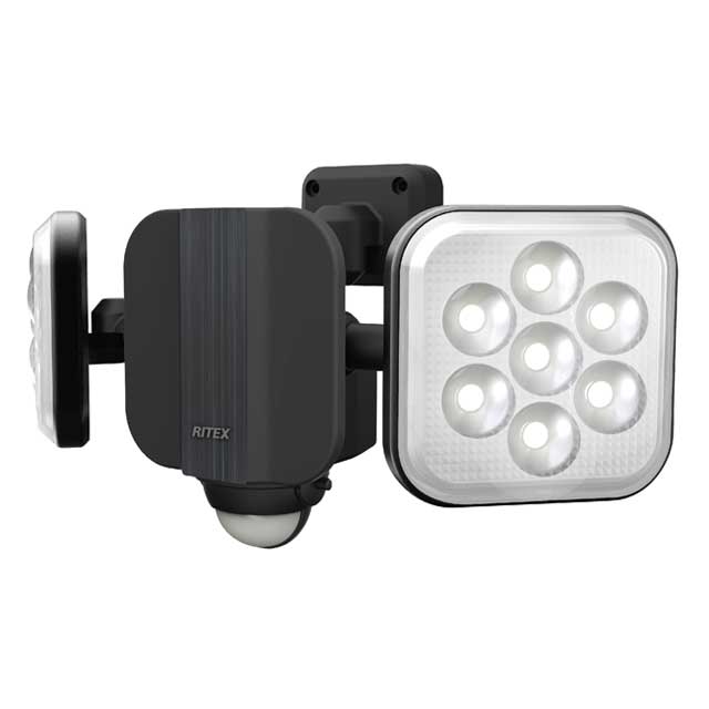 其它 - ムサシ　RITEX　センサーライト　LED　100V　人感センサー内蔵　フリーアーム式　ハロゲン400W相当　11W×2灯　高輝度白色LED　約2000lm　防雨タイプ　IP44　LED-AC2022