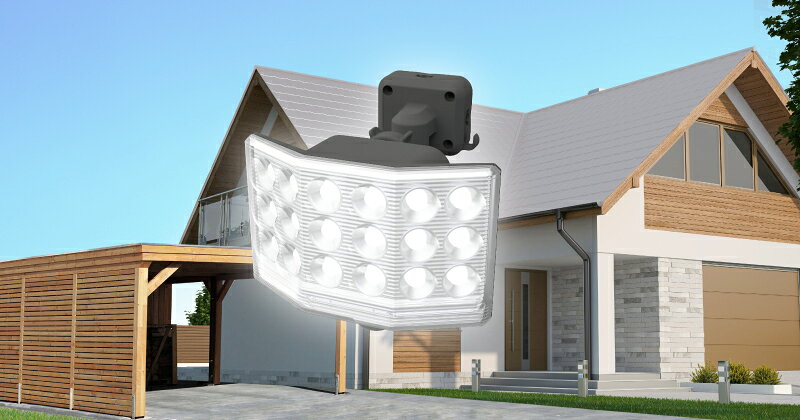 ムサシ　RITEX　LED乾電池センサーライト　防雨タイプ　IP44　9Wワイド　フリーア...