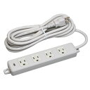 明工社 横形OA用接地タップ 4コ口 15A 125V パイロットランプ マグネット付 接地プラグ付 EM-QOCTF1m 白 MR7704TJK1 ※受注生産...