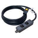 明工社 横形OA抜け止め接地タップ 2コ口 15A 125V パイロットランプ マグネット付 ハーネスプラグ付(黒) VCT3m 黒 MR7902NT3BBB