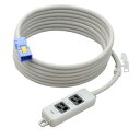 明工社 横形OA抜け止め接地タップ 2コ口 15A 125V パイロットランプ マグネット付 ハーネスプラグ付(黒) VCT5m 白 MR7902NT5WBB ※受注生産品