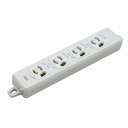 明工社 横形OA抜け止め接地タップ 4コ口 15A 125V パイロットランプ マグネット付 コードなし 白 MR7904-N