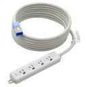 明工社 横形OA抜け止め接地タップ 4コ口 15A 125V パイロットランプ マグネット付 ハーネスプラグ付 VCT5m 白 MR7904NT5