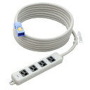 明工社 横形OA抜け止め接地タップ 4コ口 15A 125V パイロットランプ マグネット付 ハーネスプラグ付(黒) VCT5m 白 MR7904NT5WBB