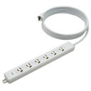 明工社 横形OA抜け止め接地タップ 6コ口 15A 125V パイロットランプ マグネット付 接地プラグ付 VCTF3m 白 MR7906TJ3
