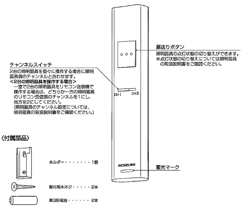 KOIZUMI　ワンボタンリモコン（順送り専用）　Fit調色／調光・調色／調光タイプシ...