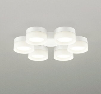 ODELIC　シーリングファン　灯具　乳白セードタイプ・6灯　〜8畳　高演色LED　温白色3500K　ファン本体別売　オフホワイト　WF297WR