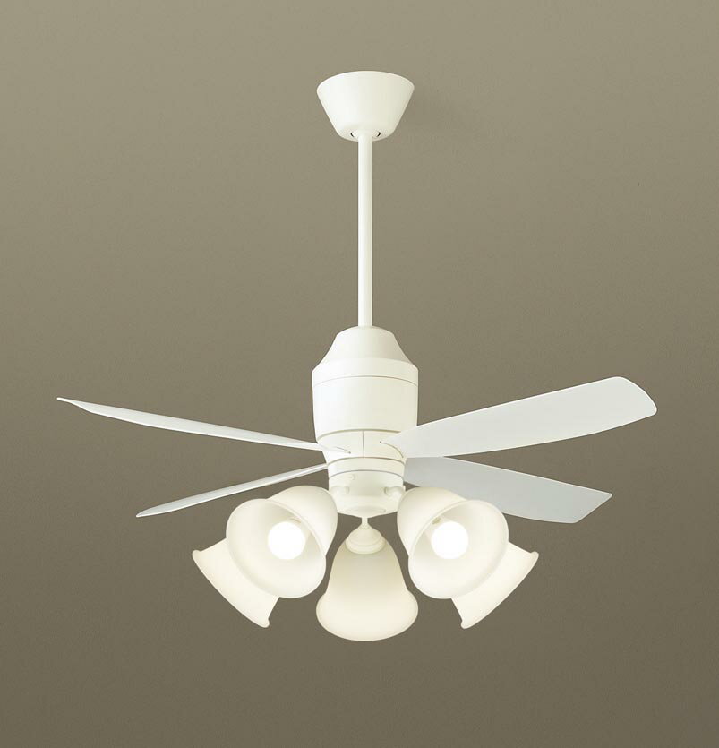 パナソニック シーリングファン 天井吊下型 直付ボルト取付専用 DCモータータイプ 〜14畳 電球色 100形電球5灯器具相当(ランプ付) 風量4段切替 リモコ...