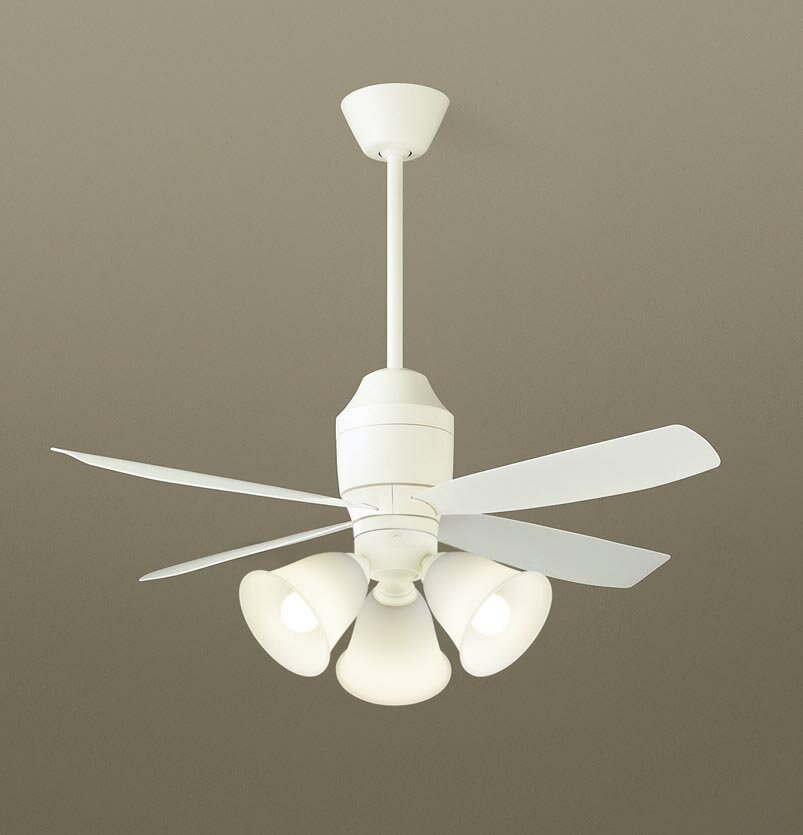 パナソニック シーリングファン 天井吊下型 直付ボルト取付専用 DCモータータイプ 〜8畳 電球色 100形電球3灯器具相当(ランプ付) 風量4段切替 リモコン...