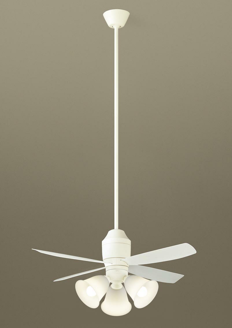 パナソニック シーリングファン 天井吊下型 直付ボルト取付専用 DCモータータイプ 〜8畳 電球色 100形電球3灯器具相当(ランプ付) 風量4段切替 リモコン...