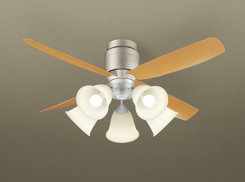 パナソニック シーリングファン 天井直付型 ローゼット取付(簡易取付) DCモータータイプ 〜14畳 電球色 100形電球5灯器具相当(ランプ付) 風量4段切替...