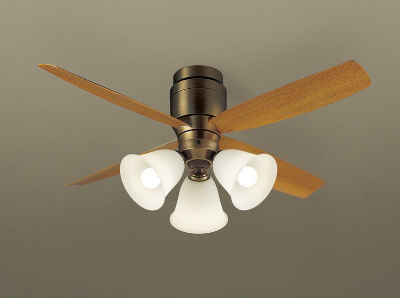 パナソニック シーリングファン 天井直付型 ローゼット取付(簡易取付) DCモータータイプ 〜8畳 電球色 100形電球3灯器具相当(ランプ付) 風量4段切替 ...