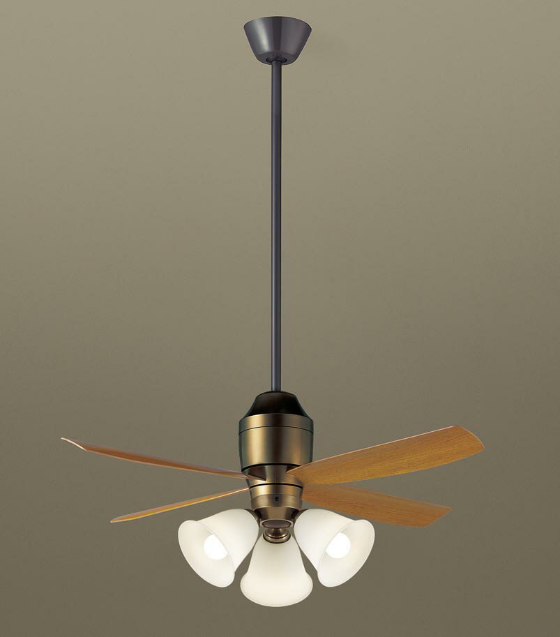 パナソニック シーリングファン 天井吊下型 直付ボルト取付専用 DCモータータイプ 〜8畳 電球色 100形電球3灯器具相当(ランプ付) 風量4段切替 リモコン...