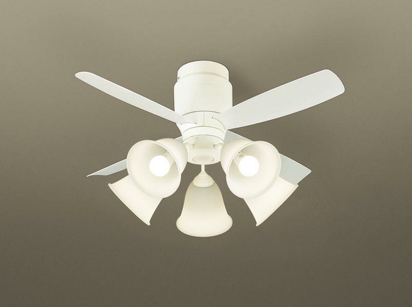 パナソニック シーリングファン 天井直付型 ローゼット取付(簡易取付) DCモータータイプ 〜14畳 電球色 100形電球5灯器具相当(ランプ付) 風量4段切替...