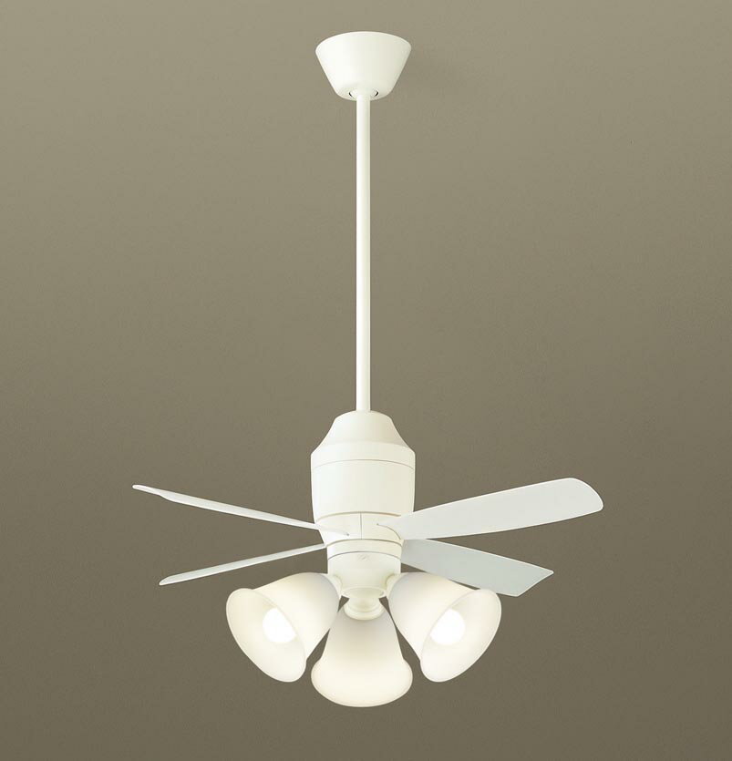 パナソニック シーリングファン 天井吊下型 直付ボルト取付専用 DCモータータイプ 〜8畳 電球色 100形電球3灯器具相当(ランプ付) 風量4段切替 リモコン...