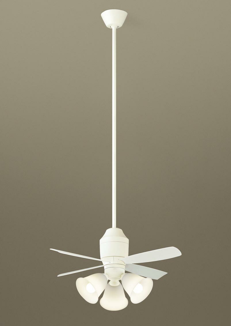 パナソニック シーリングファン 天井吊下型 直付ボルト取付専用 DCモータータイプ 〜8畳 電球色 100形電球3灯器具相当(ランプ付) 風量4段切替 リモコン...