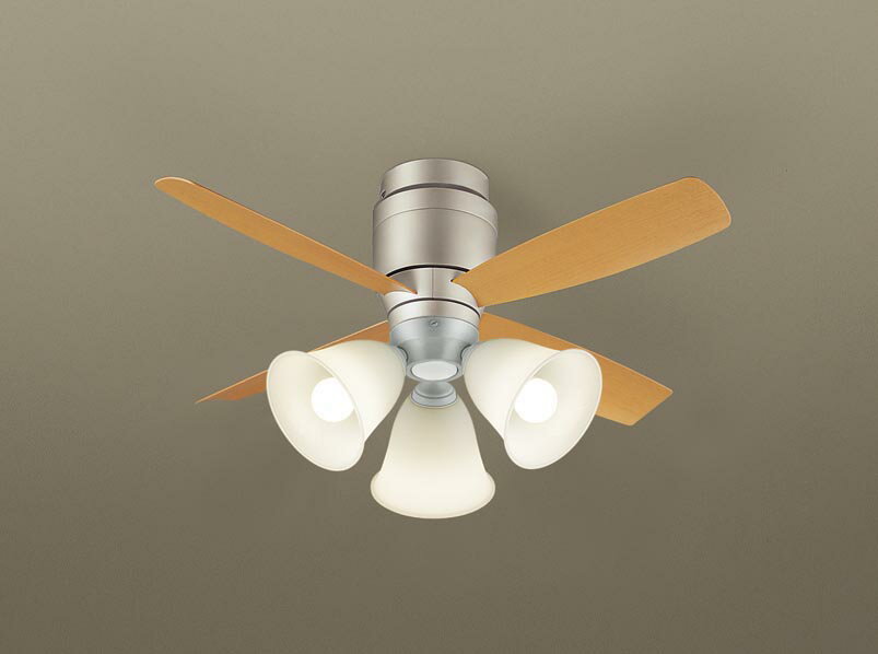 パナソニック シーリングファン 天井直付型 ローゼット取付(簡易取付) DCモータータイプ 〜8畳 電球色 100形電球3灯器具相当(ランプ付) 風量4段切替 ...