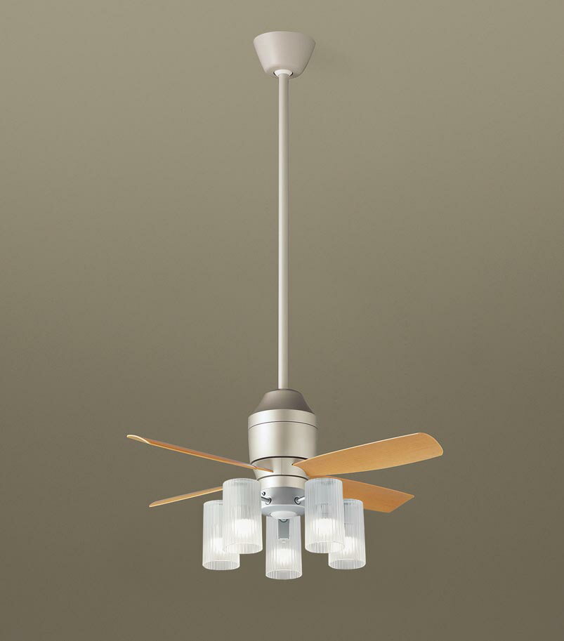 パナソニック シーリングファン 天井吊下型 直付ボルト取付専用 DCモータータイプ 〜10畳 電球色 60形電球5灯器具相当(ランプ付) 風量4段切替 リモコン...