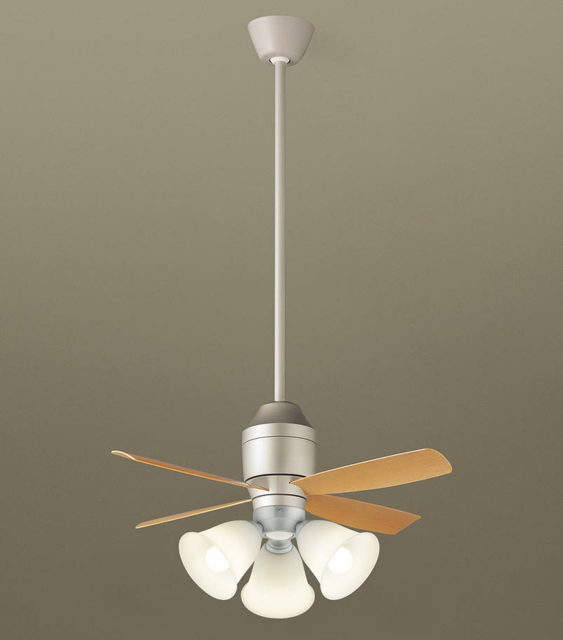 パナソニック シーリングファン 天井吊下型 直付ボルト取付専用 DCモータータイプ 〜8畳 電球色 100形電球3灯器具相当(ランプ付) 風量4段切替 リモコン...