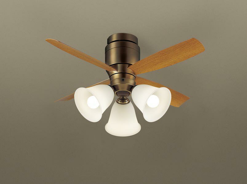 パナソニック シーリングファン 天井直付型 ローゼット取付(簡易取付) DCモータータイプ 〜8畳 電球色 100形電球3灯器具相当(ランプ付) 風量4段切替 ...