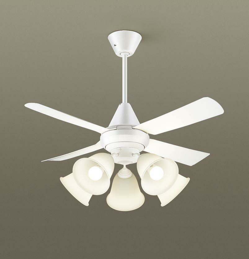 パナソニック シーリングファン 天井吊下型 直付ボルト取付専用 ACモータータイプ 〜14畳 電球色 100形電球5灯器具相当(ランプ付) 風量4段切替 リモコ...