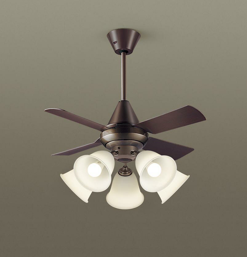 パナソニック シーリングファン 天井吊下型 直付ボルト取付専用 ACモータータイプ 〜14畳 電球色 100形電球5灯器具相当(ランプ付) 風量4段切替 リモコ...