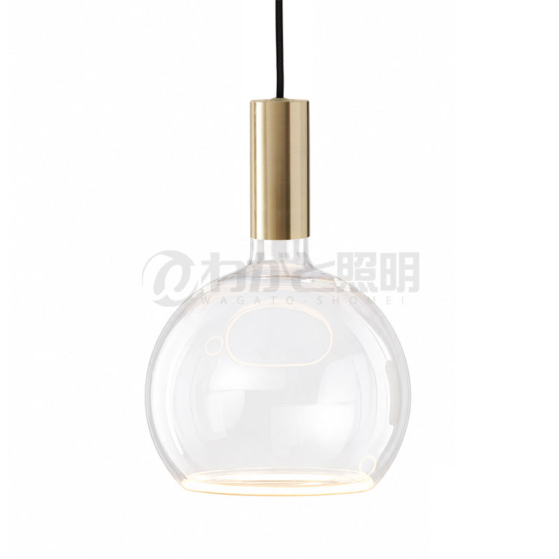 well lit　ウェルリット　ペンダントライト+LEDランプセット　SPIN PENDANT+AZURE　調光　引掛シーリング　全光束430lm　6W　電球色2200K　本体:BRASS/ブラス　LEDランプ:AZURE GLOBE　SPIN PENDANT BRASS+AZURE GLOBE